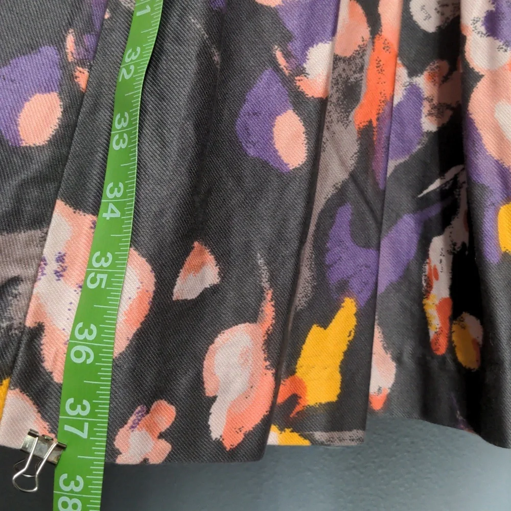 sz 6 Grey floral tea length dress sleeveless pockets fully lined hidden zipper - Picture 12 of 13
